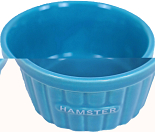 Hamster voerbak steen ribbel blauw 8 cm