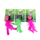 Kattenspeelgoed Rammelbal met Veren Assorti