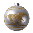 Kerstballen paard 6 stuks zilver