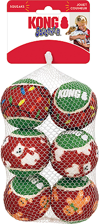 Kong Kerst Squeakair Balls M 6 st