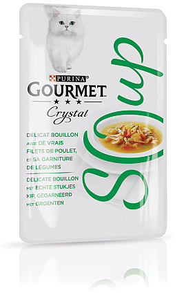 Gourmet kattenvoer Crystal Soup kip en groenten 40 gr