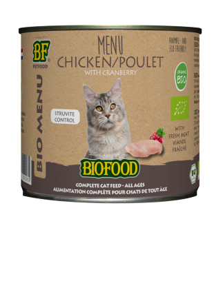 Biofood kattenvoer Bio Kip Menu 200 gr