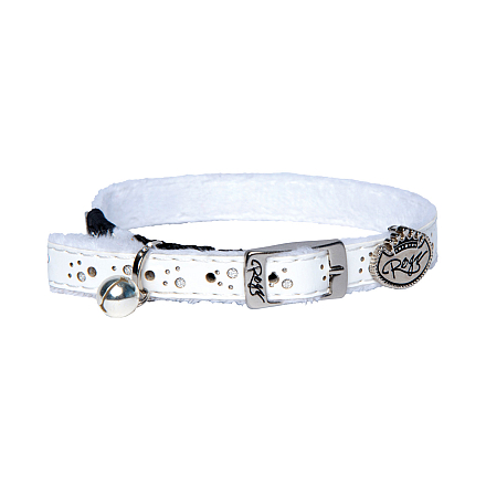 Rogz Kattenhalsband Sparklecat Leather White S