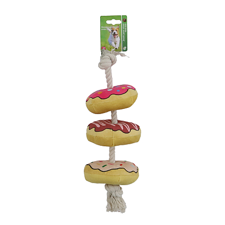 Hondenspeelgoed Donuts met Flosstouw en Piep