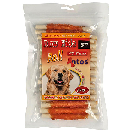 Antos Raw Hide White Roll met Chicken 13 cm 25 st