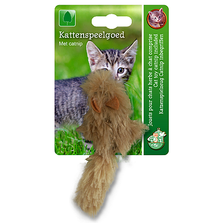 Kattenspeelgoed Wezel met Bontstaart en Catnip Bruin