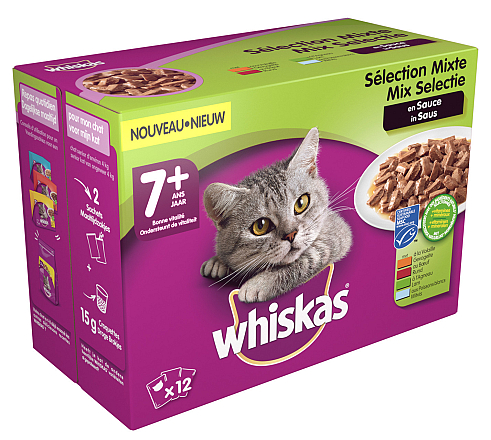 Whiskas kattenvoer Senior Mix in Saus <br>12 x 100 gr